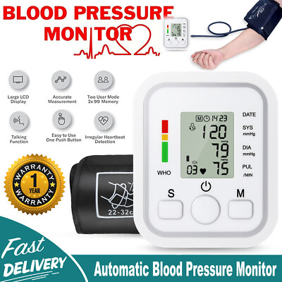 #ad 2024 Digital Automatic Blood Pressure Monitor Upper Arm BP Machine Heart Rate MM $11.99