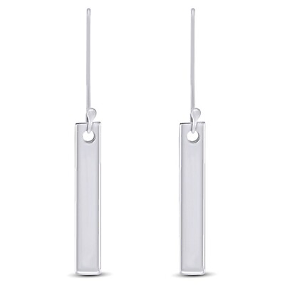 #ad Modern Rectangle Bar Fashion Label Tag Dangle Earrings in 925 Sterling Silver $78.19