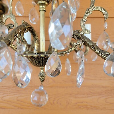#ad Elegant Crystal Chandelier Pendant Ceiling Light pre owned for restoratio 5 arm $108.50