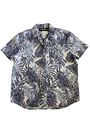 #ad Sag Harbor Sport Hawaiian Women’s Button Up Shirt SZ S Blue Short Sleeve $14.25