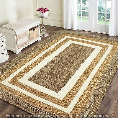 #ad Rug Runner Natural Handmade jute Rectangle Carpet Modern Living Rustic Look RUg $323.99