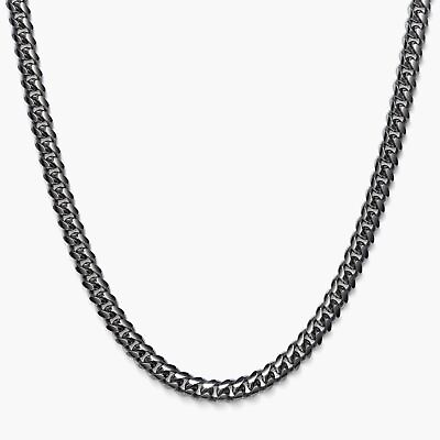 #ad 925 Sterling Silver Black Rhodium Miami Cuban Link Chain Solid 2mm 2.5mm Italy $66.92