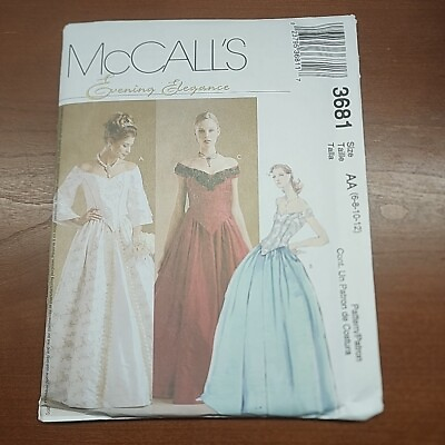 #ad McCall#x27;s Pattern 3681 Misses Off Shoulder Renaissance Evening Gown AA 6 12 NEW $9.99
