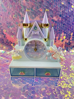 #ad Sanrio Cinnamoroll Blue Kawaii Castle Clock Jewelry Storage Chest $228.00