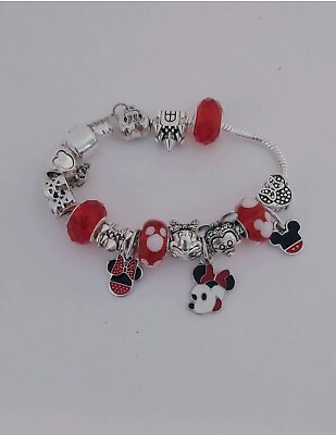 #ad PANDORA SILVER BRACELET WITH BLACK amp; RED CZ THEMED CHARMS $39.99
