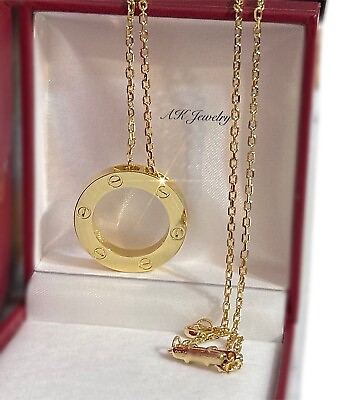 #ad Luxury Round Screw Style Necklace Gold Plated 18inch Chain $59.00