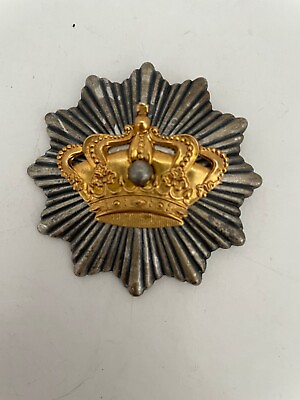 #ad Pin Gold Tone Crown amp; Silver Tone Military Danish ? British ? VINTAGE DF24 $15.00