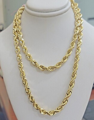 #ad 10k Gold Rope Chain Necklace 6mm 24 Inch SOLID Mens 10kt Yellow Gold StrongREAL $3475.00