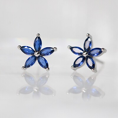 #ad 925 sterling silver cubic zirconia flower stud earrings $12.00