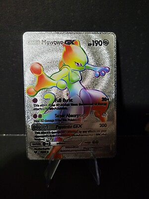 #ad Mewtwo Gx Rainbow Silver Fanart Custom Pokémon Card $2.49