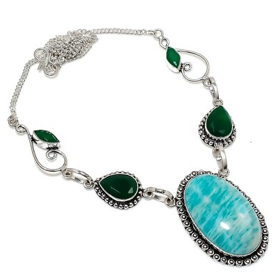 #ad Amazonite Handmade Gemstone 925 Sterling Silver Jewelry Necklace 18quot; S060 $19.99