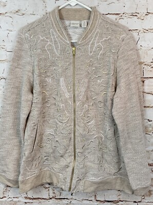 #ad NEW Chicos zenergy jacket size 3 womens XL tonal embroidered zip shimmer pockets $26.24