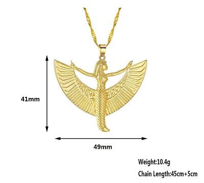 #ad Gold Egyptian Isis pendant with 45cm plus 5cm extender wave chain $7.99