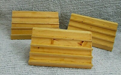 #ad Three Handmade Angled Small 3x4x8 Solid Block Wood 4 Shelf Display Racks FREE SH $30.00