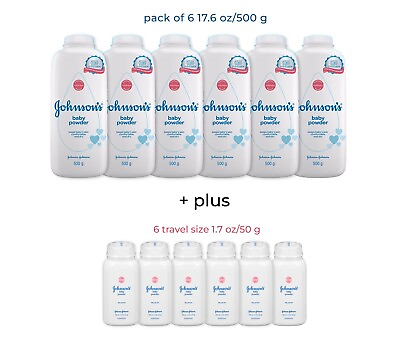 #ad Johnson#x27;s Baby Powder Original TALC 17.6 oz 6 Travel Size Pack of 66 $65.99