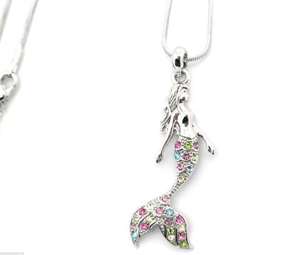 #ad New Mermaid Necklace Austrian Crystal Pendant Silver Plated Women $15.27
