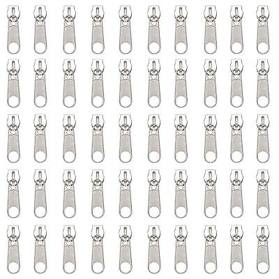 #ad 50PCS Silver Pulls for #3 Nylon Coil Zippers Silver Zipper Sliders for Luggag... $25.46