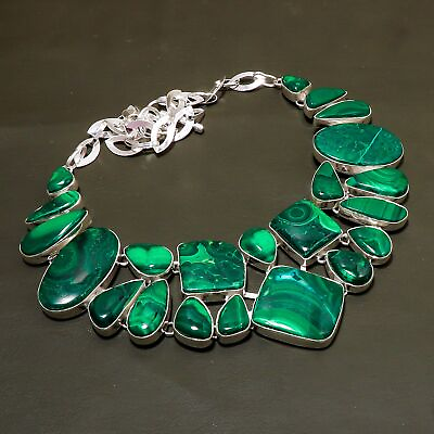 #ad Malachite Gemstone Handmade Fashion Silver Plated Jewelry Necklace 18quot; PG 5667 $32.99
