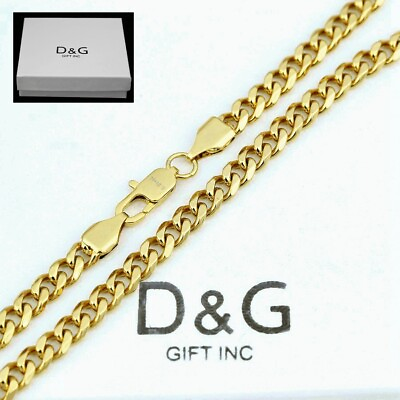 #ad DG Men#x27;s 24quot; Stainless Steel 8mm Cuban Curb NecklaceGold plated*Box $17.99