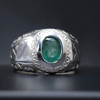 #ad Mens Emerald Ring Emerald Oval Cut Ring For Unisex Natural Deep Green Emerald $310.00