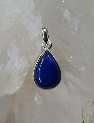 #ad 478 Lapis Lazuli Solid 925 Sterling Silver Teardrop Gemstone Pendant rrp$40 AU $19.95