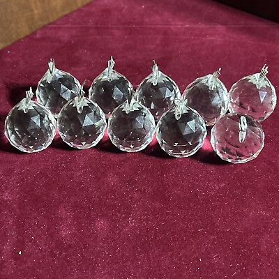 #ad #ad Vintage Crystal Drop Ball Glass Round Faceted Chandelier Prism lot of 25 Glass $75.00
