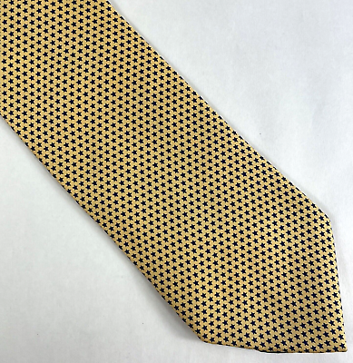 #ad Tommy Hilfiger Mens Tie Yellow w Close Back Star Geometric Pattern $13.32