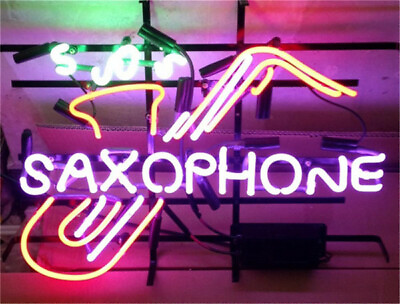 #ad Saxophone Sax Jazz Neon Sign Beer Bar Pub Gift Light 17quot;x14quot; Artwork Glass Lamp $123.35