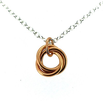 #ad Love Knot Russian Wedding Ring 18ct Red Rose Gold Plated silver Pendant Necklace GBP 30.00