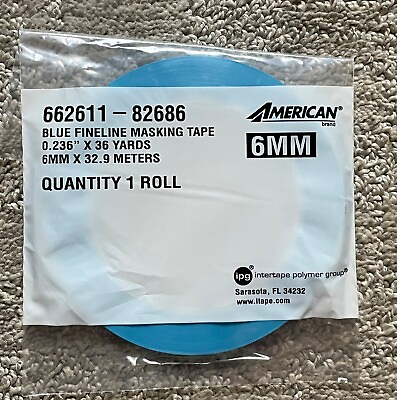 #ad American 6mm Blue Fineline Masking Tape 6 mm x 32.9 m 0.236 in x 36 yards $8.99