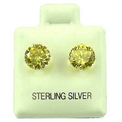 #ad Sterling Silver 7mm Round Topaz Color CZ Stud Earrings SE215 $10.99