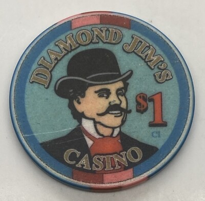 #ad Diamond Jim’s Casino $1 Chip Rosamund CA California Card Room Ceramic Blue 2002 $6.99