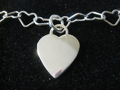 #ad HEART SHAPED NECKLACE WITH AN 18quot; LINK CHAIN IN 925 SILVER amp; A HEART IN MIDDLE $69.99