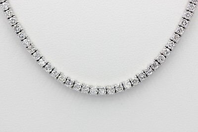 #ad Straight Tennis Necklace Natural Round Diamond 14K White Gold 18 Inches 9.5 CTW $8995.00