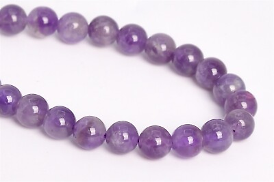 #ad 6 7MM Genuine Natural Translucent Deep Lavender Amethyst Bead AA Round Bead 7.5quot; $6.08