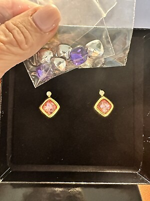 #ad Vtg Joan Rivers J87960 Colors of Sapphire 7 Crystals Interchangeable Earrings $15.00