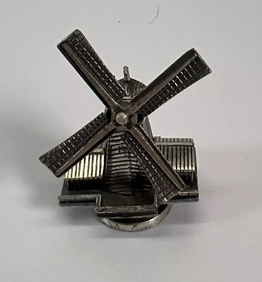 #ad Dutch Silver Metal Miniature of a Windmill with Moveable Sails $49.99
