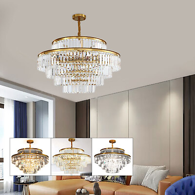 #ad 31.5quot; Modern Crystal Chandelier Lighting Pendant Lamp Flush Mount Ceiling Light $228.00