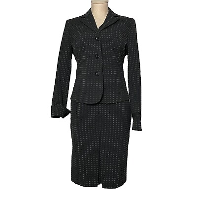 #ad Ann Taylor Loft Women Suit 2 Pc Skirt 3 Button Single Breasted Jacket Black 4 $40.74
