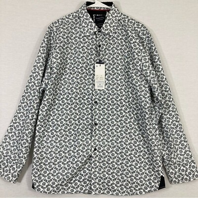 #ad NEW Silver Stone Collection Modern Fit Black White Abstract Button Down XL $49.00