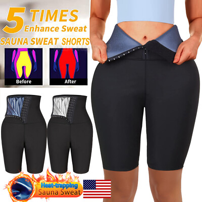#ad Womens Thermal Sweat Sauna Body Shaper Pants Weight Loss Waist Cinchers Capris $15.79