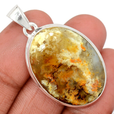 #ad Natural Graveyard Plume Agate 925 Sterling Silver Pendant Jewelry CP33852 $20.99