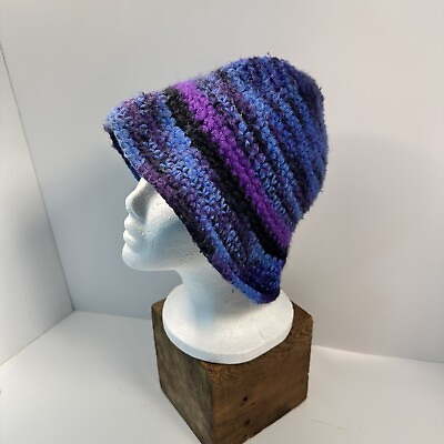 #ad Vintage Theresa Tarolli Womens Purple Knit Handmade Bowl Hat Cold Weather $18.99