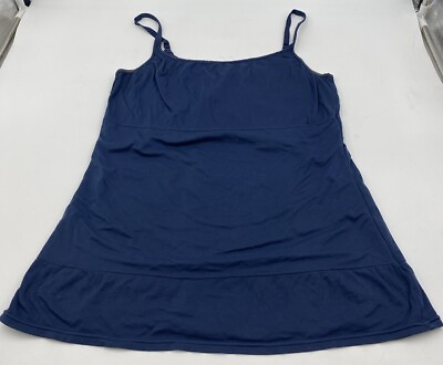 #ad Womens Shirt Tank Top Navy Blue Solid Basic Size See Photo Measurements Used $4.99