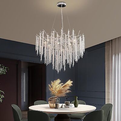 #ad Modern Luxury Round Crystal Tree Branch Chandelier Dining Room 31.5in Silver $209.47