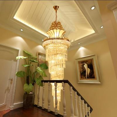 #ad H100 400cm staircase chandelier LED crystal Villa Living room ceiling Lamp light $677.97