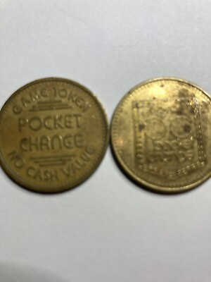 #ad 2 VINTAGE POCKET CHANGE PARK ARCADE TOKENS TWO TYPES LOOK $9.57