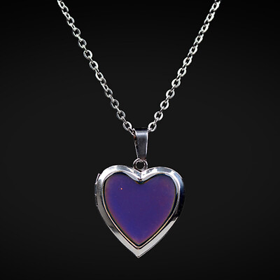 #ad Mood Necklaces Heart Pendant Necklace Temperature Control Color Change Necklace $7.85