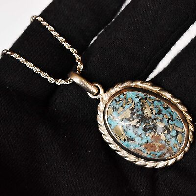#ad 74 Ct Natural Certified Turquoise 925 Sterling Silver Pendant For Classy Women $83.99
