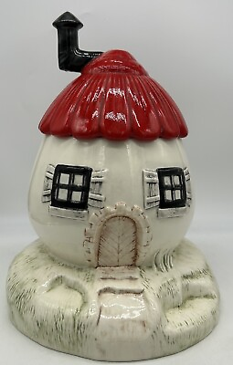 #ad Gnome Christmas House Cookie Jar 1970s Hand Painted Mushroom Vintage $50.00